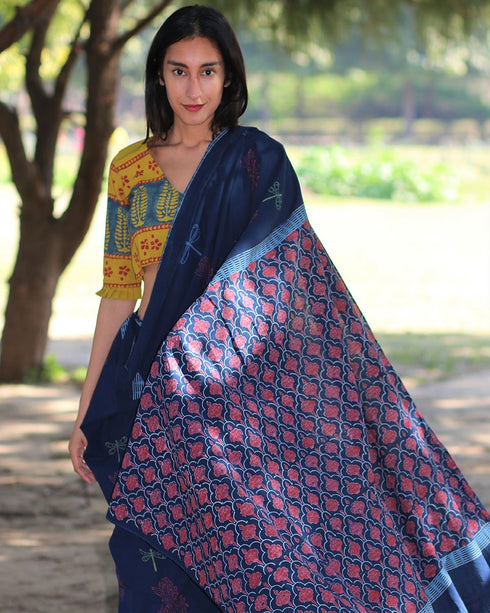 Dragonfly Dream  Hand Block Printed Cotton Saree